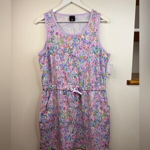tek gear Lavender Floral Drawstring Tank Sporty Dress